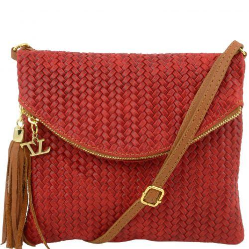 TL Bag - Herringbone printed shoulder bag with tassel detail leather shoulder bags
