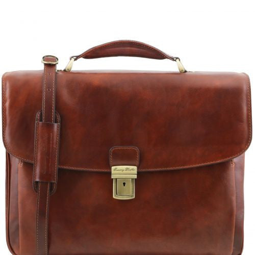 Alessandria - Leather multi compartment TL SMART laptop briefcase Business