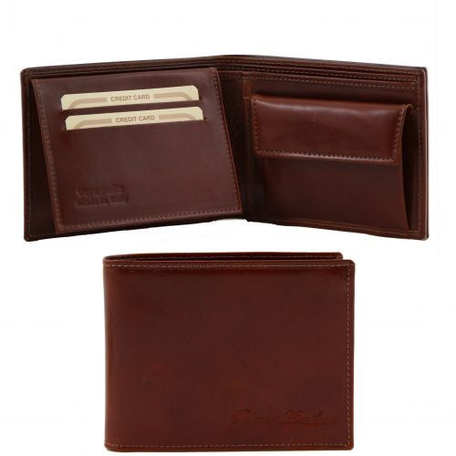 Exclusive leather 3 fold wallet for men with coin pocket leather wallets for men