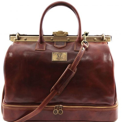Barcellona - Double-bottom Gladstone Leather Bag Business