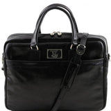 Urbino - Leather laptop briefcase with front pocket