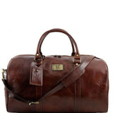 TL Voyager - Travel leather duffle bag with pocket on the backside - Large size