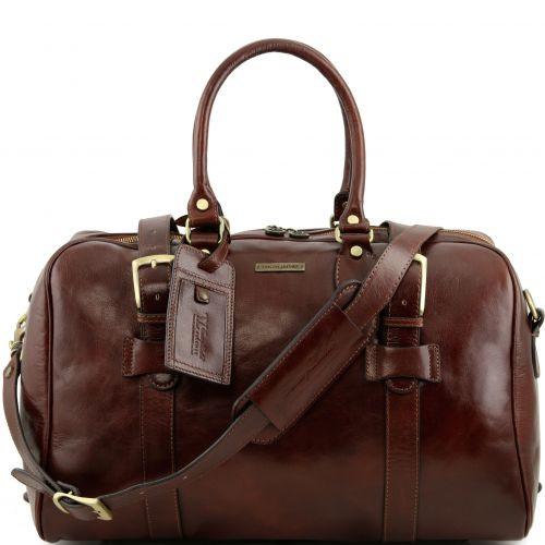 TL Voyager - Leather travel bag with front straps - Small size leather travel bags