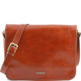 TL Messenger - Two compartments leather shoulder bag - Large size