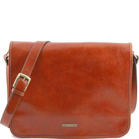 TL Messenger - Two compartments leather shoulder bag - Large size