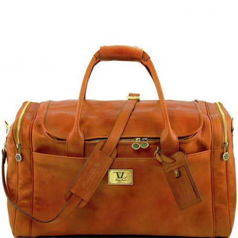 TL Voyager - Travel leather bag with side pockets - Large size