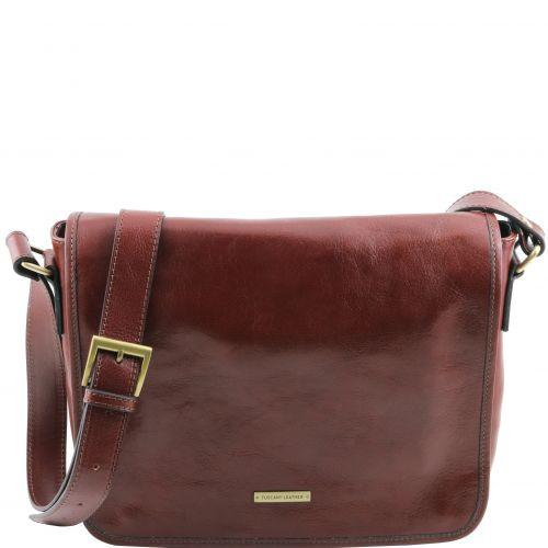 TL Messenger - One compartment leather shoulder bag - Medium size Business