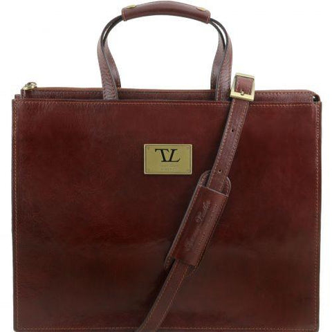 Palermo - Women's Leather briefcase 3 compartments