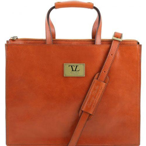 Palermo - Women's Leather briefcase 3 compartments