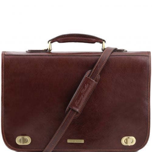 Certaldo - Leather messenger bag 2 compartments Business