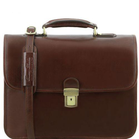 Vernazza - Leather briefcase with Laptop compartment 3 compartments