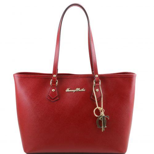 TL KeyLuck - Saffiano leather shopping bag with two handles leather shoulder bags