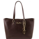 TL KeyLuck - Saffiano leather shopping bag with two handles