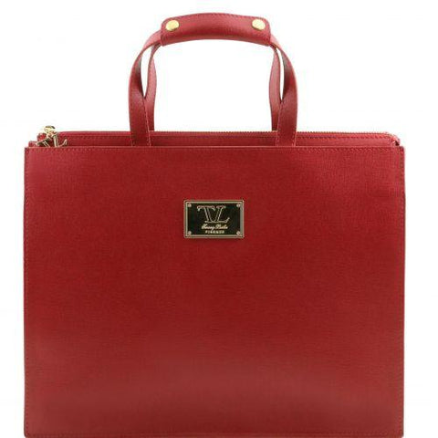 Palermo - Women's Saffiano Leather briefcase 3 compartments