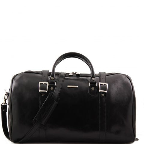 Berlin - Travel leather duffle bag with front straps - Large size