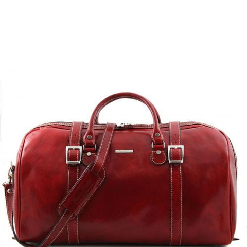 Berlin - Travel leather duffle bag with front straps - Large size