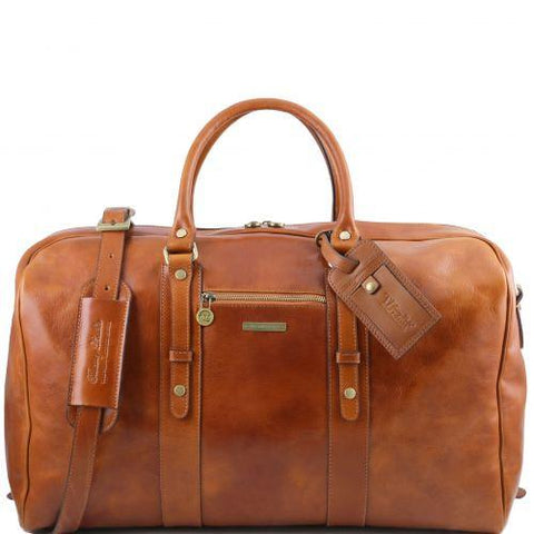 TL Voyager - Leather travel bag with front pocket