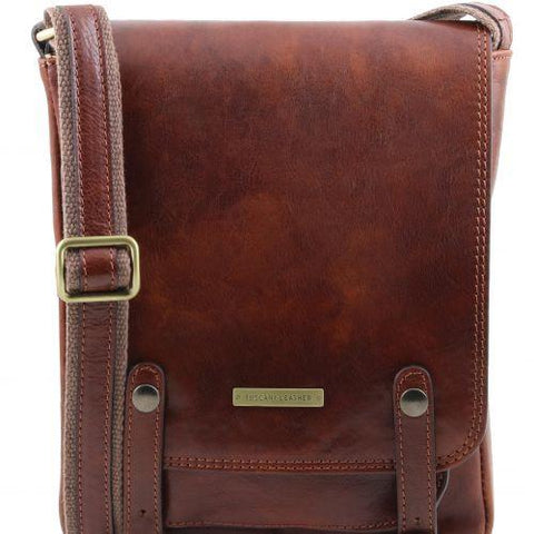 Roby - Leather crossbody bag for men with front straps