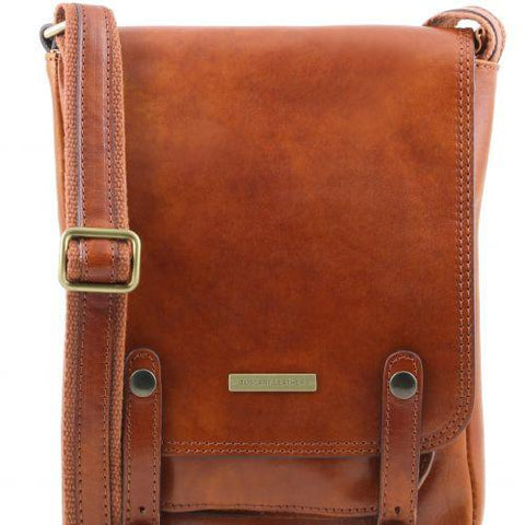 Roby - Leather crossbody bag for men with front straps