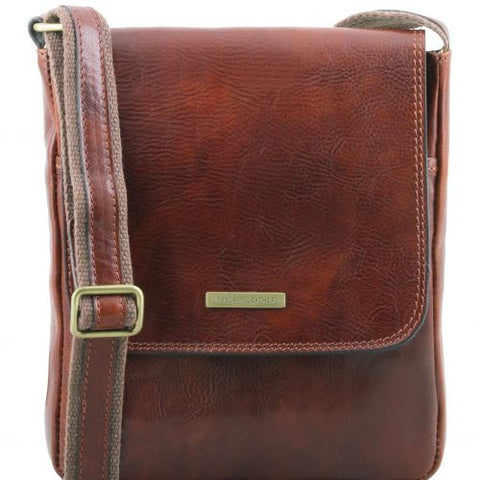 John - Leather crossbody bag for men with front zip