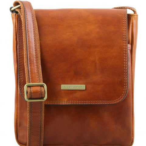 John - Leather crossbody bag for men with front zip