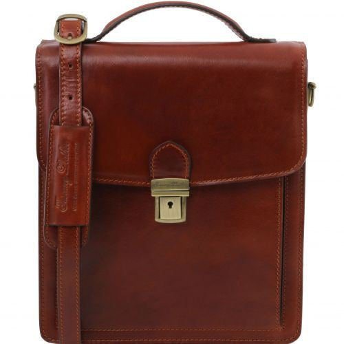 David - Leather Crossbody Bag - large size leather bags for men