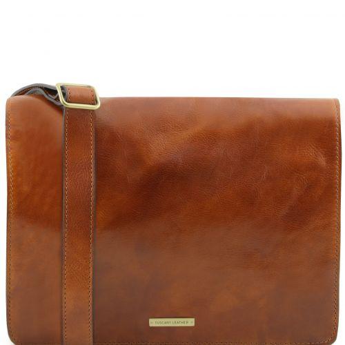 TL Messenger - 1 compartment leather shoulder bag - Large size leather bags for men