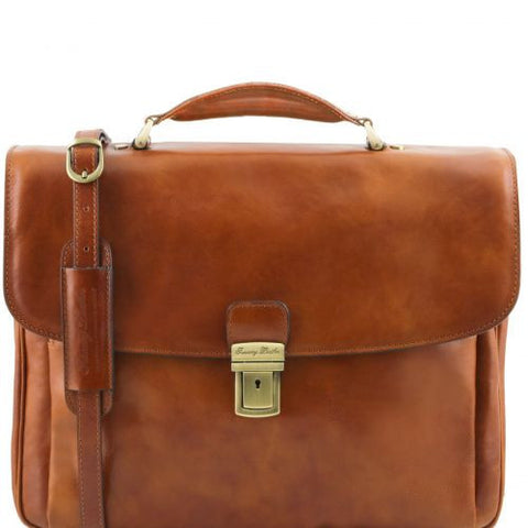 Alessandria - Leather multi compartment TL SMART laptop briefcase