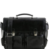 Ventimiglia - Leather multi compartment TL SMART briefcase with front pockets
