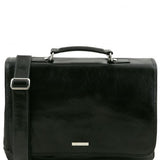 Mantova - Leather multi compartment TL SMART briefcase with flap