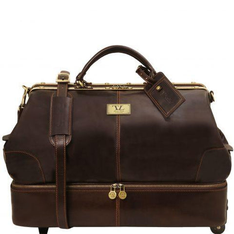 Siviglia - Two wheeles double-bottom Gladstone leather bag