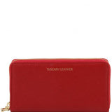 Exclusive 3 compartments Saffiano leather wallet for woman with zip closure