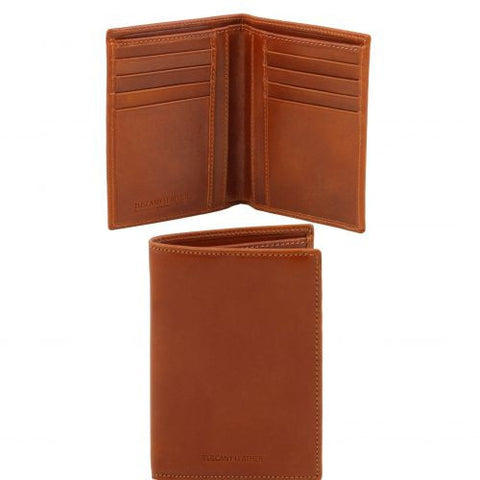Exclusive leather 2 fold vertical wallet for men