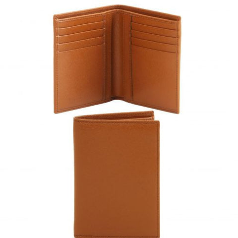 Exclusive Saffiano leather 2 fold vertical wallet for men
