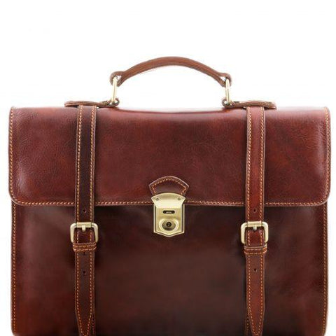 Viareggio - Exclusive leather laptop case with 3 compartments