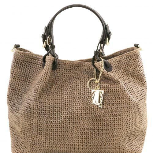 TL KeyLuck - Woven printed leather TL SMART shopping bag - Large size leather shoulder bags