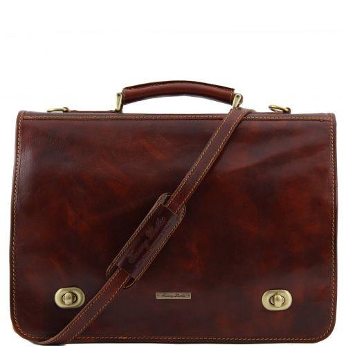 Siena - Leather messenger bag 2 compartments Business